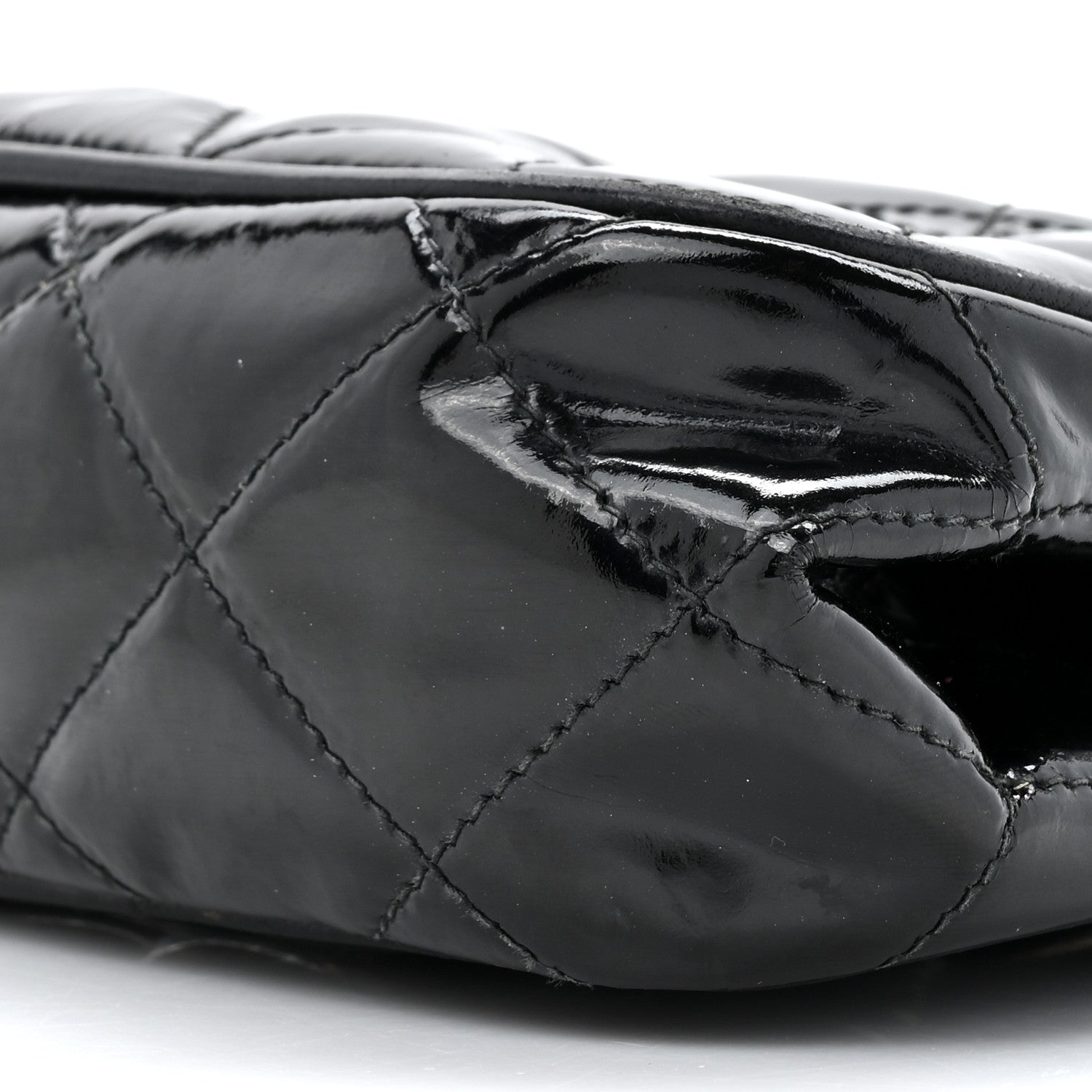 Chanel Patent Quilted Resin Frame Clutch Flap With Chain Black 9 of 14