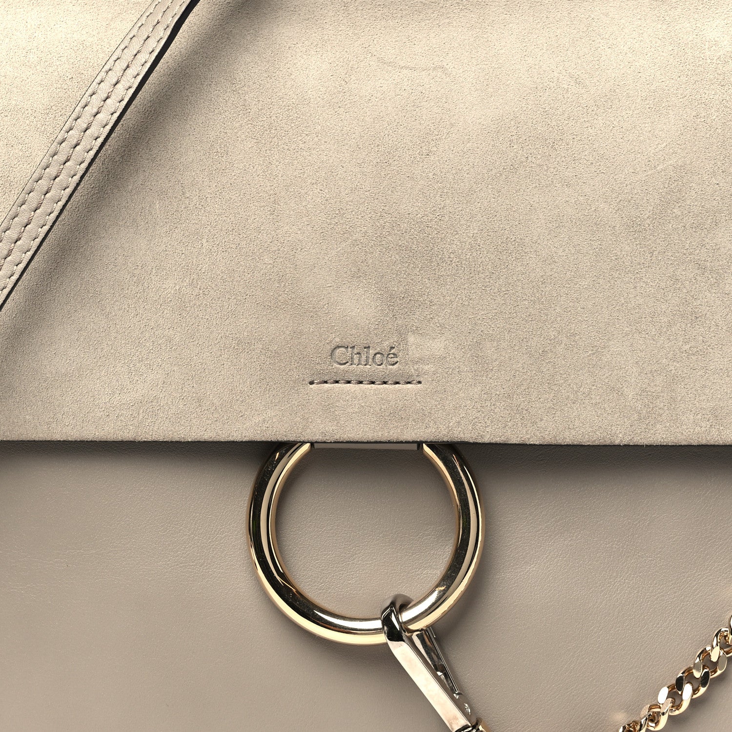 Chloe Calfskin Suede Medium Faye Shoulder Bag Motty Grey 8 of 10