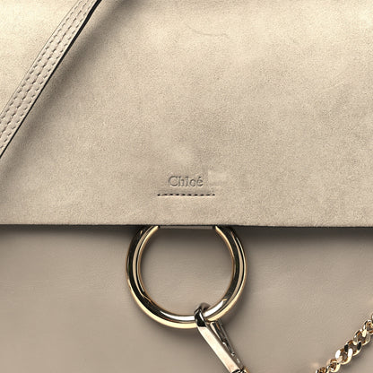 Chloe Calfskin Suede Medium Faye Shoulder Bag Motty Grey 8 of 10
