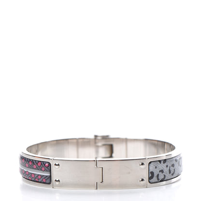Hermes Enamel Printed Narrow Baobab Cat Hinged Bracelet M Faux Gris 3 of 5