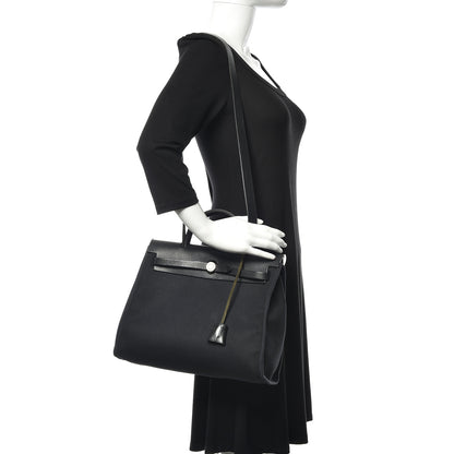 Hermes Toile Vache Calfskin Herbag 30 PM Black 2 of 12