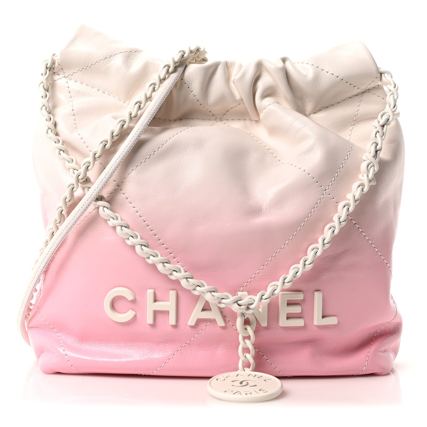 Patent Gradient Calfskin Quilted Mini Chanel 22 White Light Pink