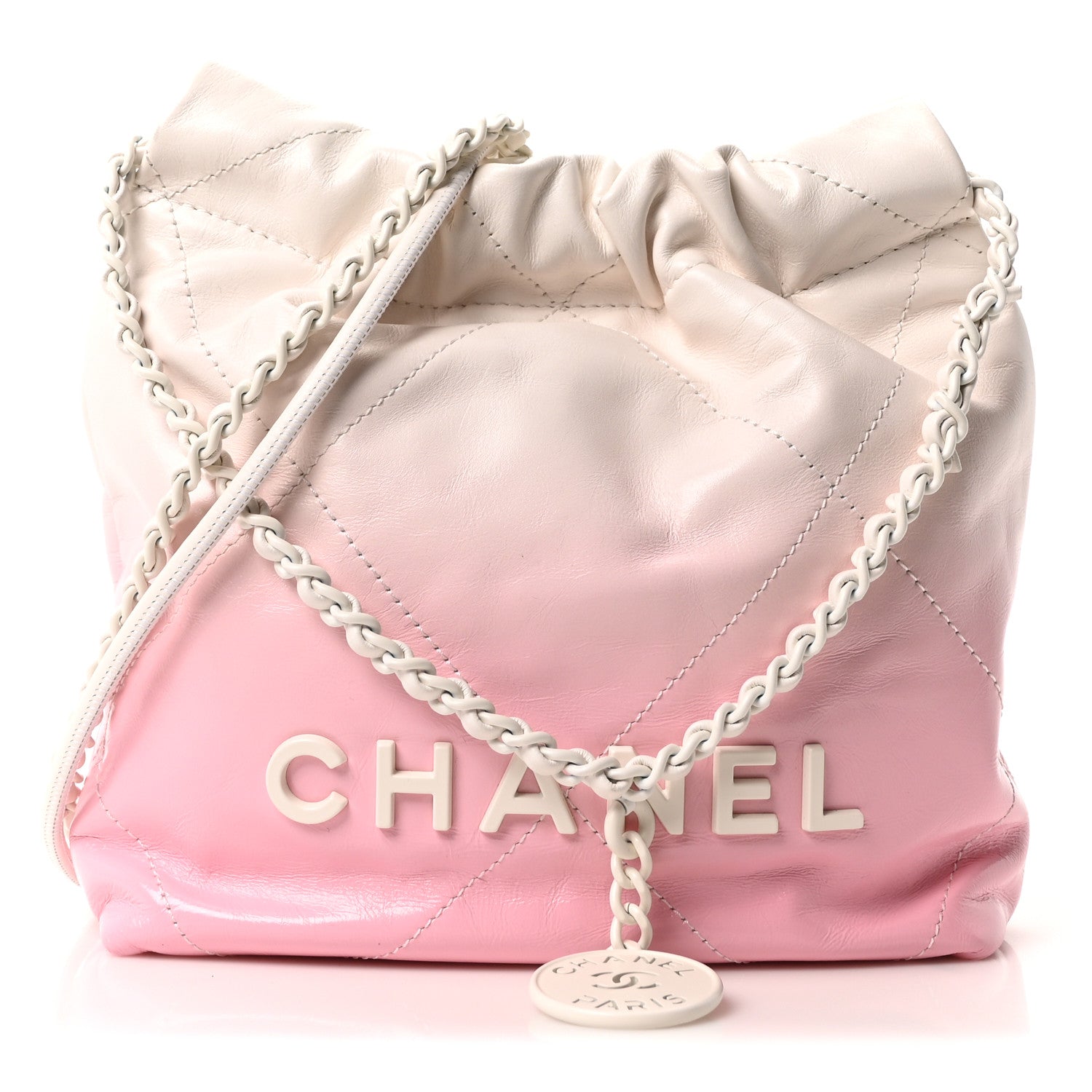 Chanel Patent Gradient Calfskin Quilted Mini Chanel 22 White Light Pink 1 of 10