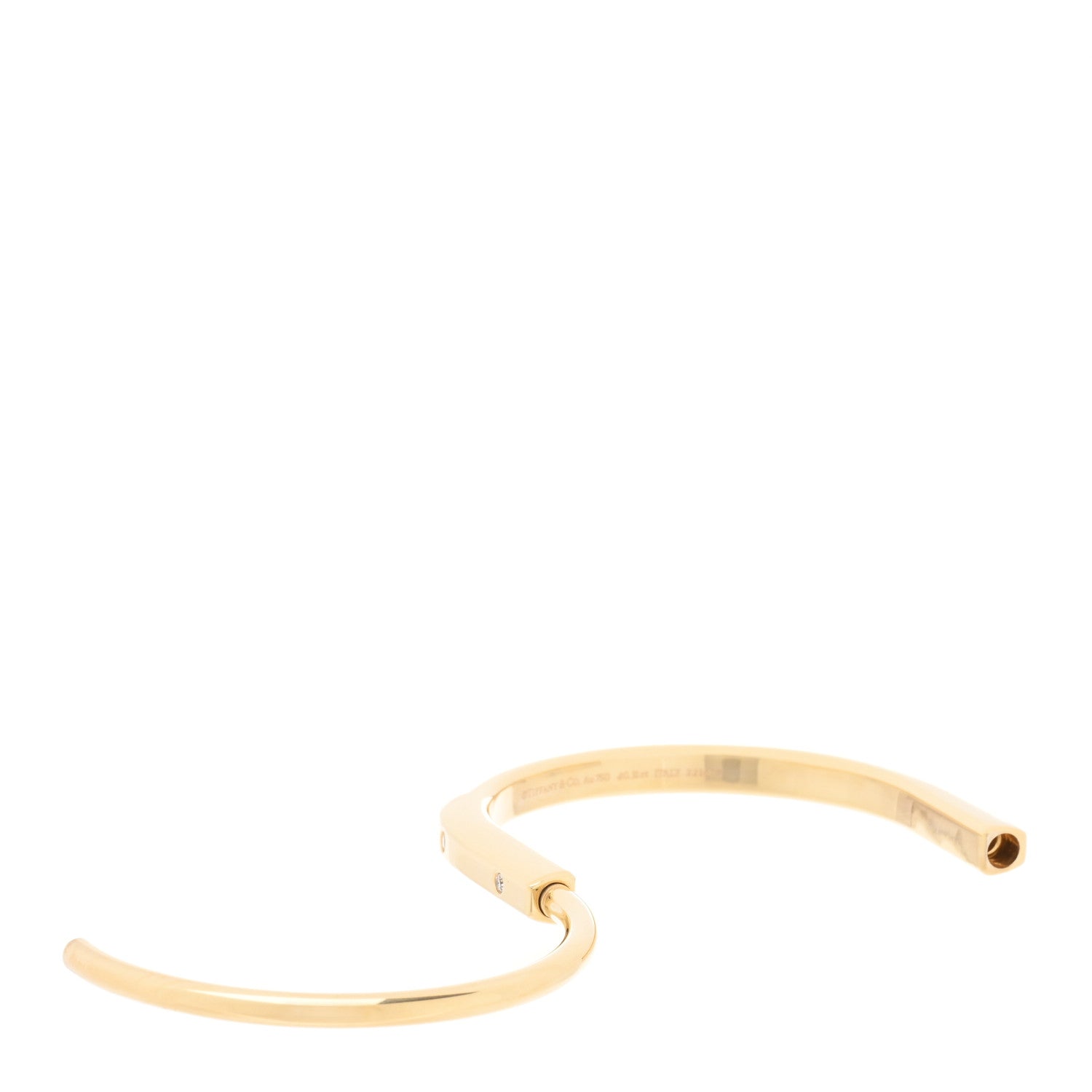 Tiffany 18K Yellow Gold Diamond Tiffany Lock Bangle Bracelet 5 of 5