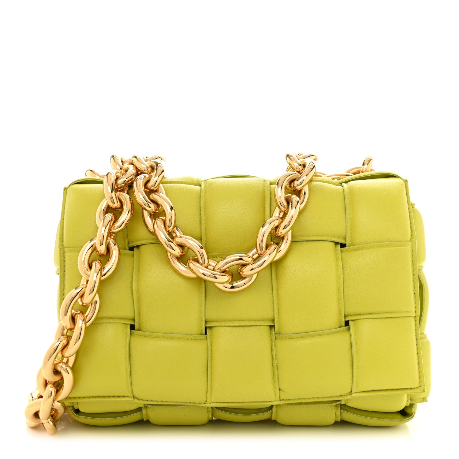 Bottega Veneta Lambskin Maxi Intreccio Padded Chain Cassette Crossbody Bag Kiwi 1 of 11