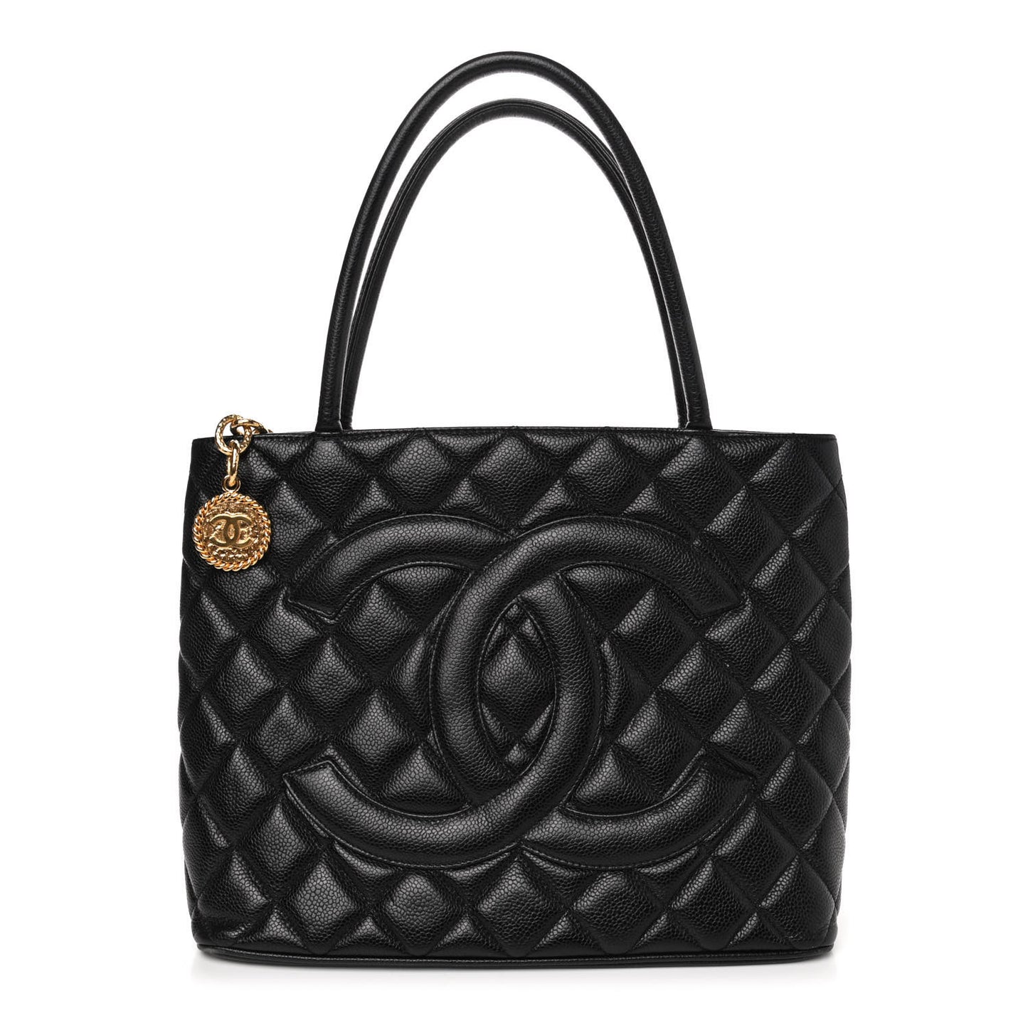 Caviar Quilted Medallion Tote Black