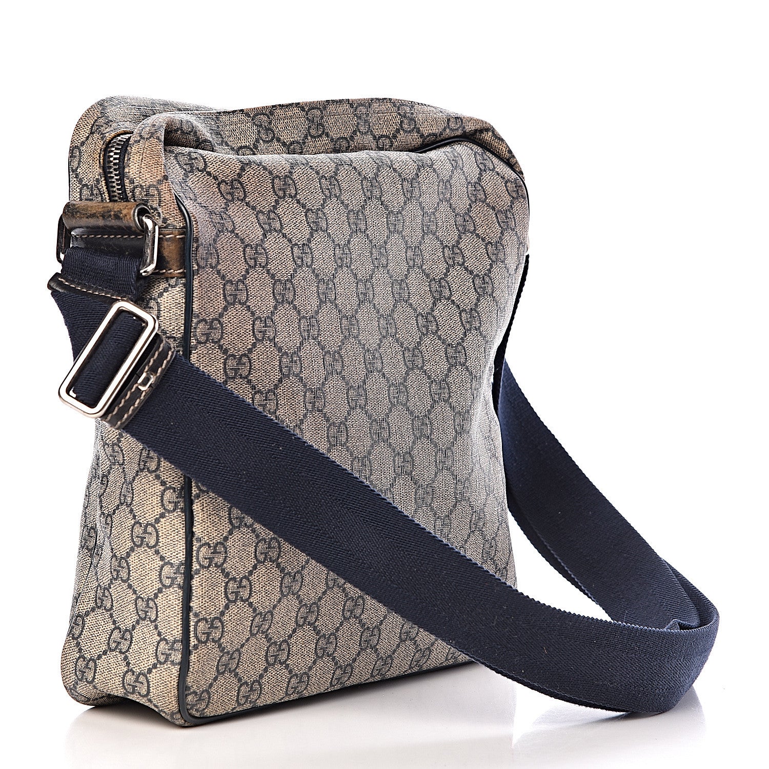 Gucci GG Plus Monogram Selleria Calfskin Medium Messenger Bag Beige Blue 3 of 15