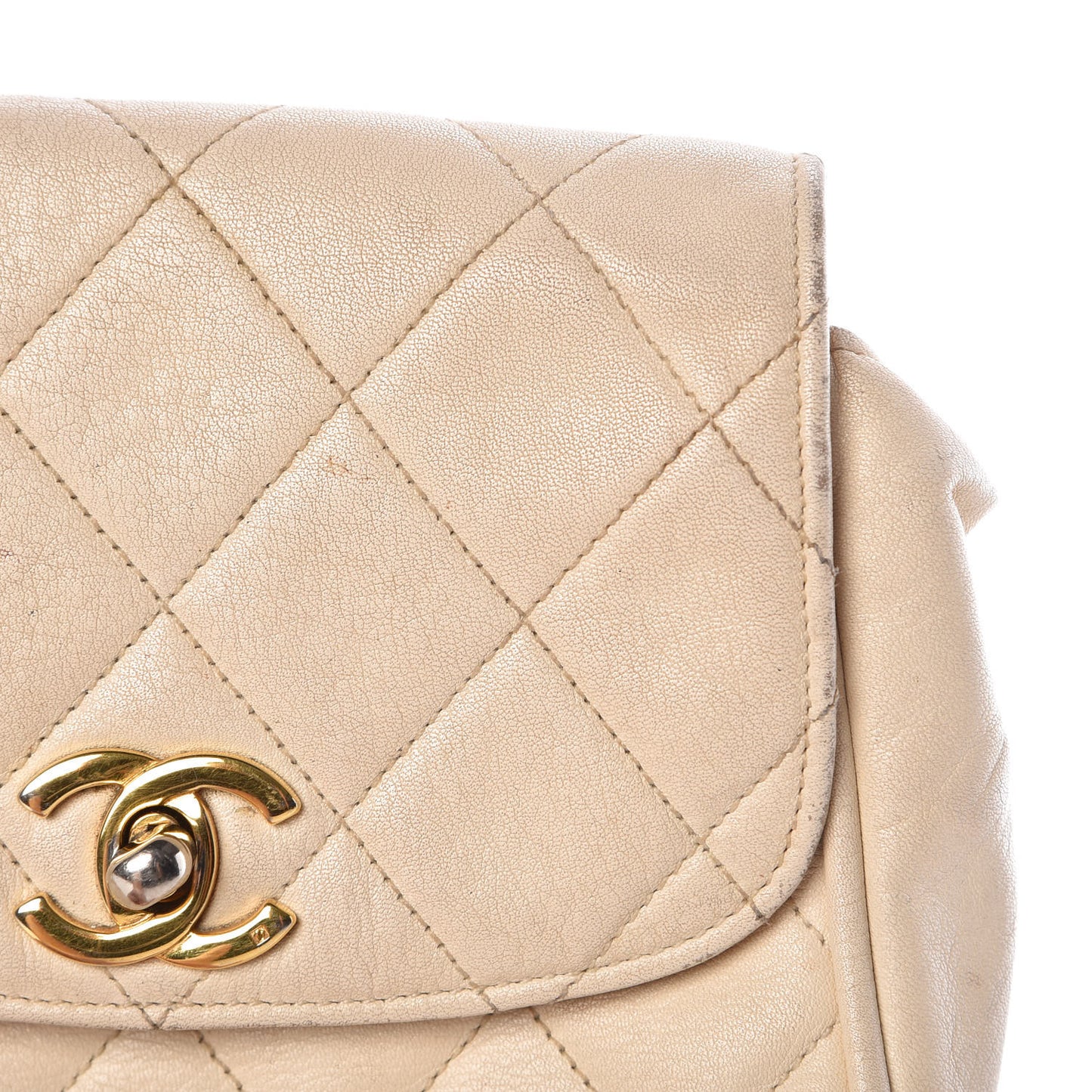 Caviar Quilted Mini Square Flap White