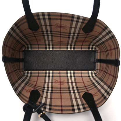 Burberry Grainy Calfskin Haymarket Check Small Reversible Tote Black 8 of 20