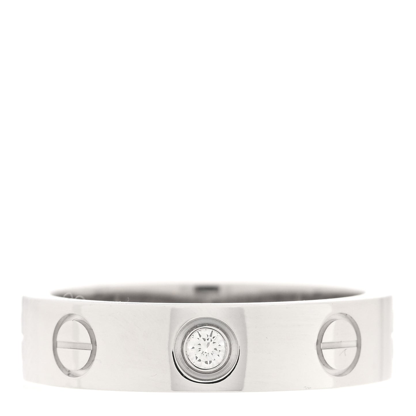 18K White Gold Diamond 4mm LOVE Wedding Band Ring 45 3.25
