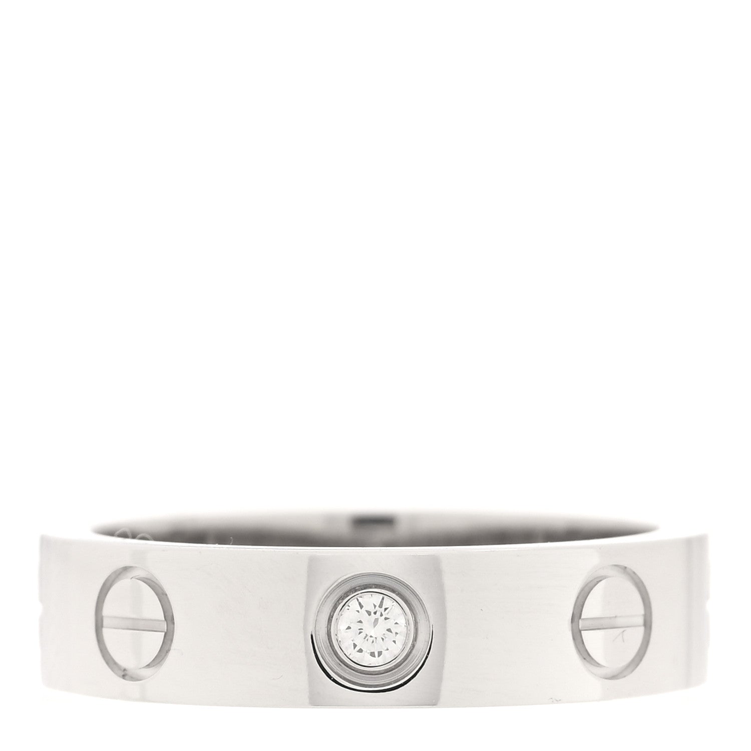 Cartier 18K White Gold Diamond 4mm LOVE Wedding Band Ring 45 3.25 1 of 4