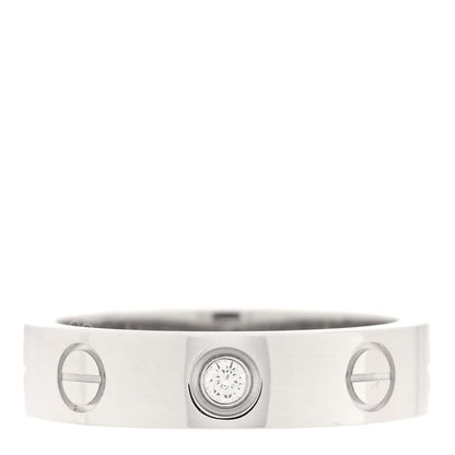 Cartier 18K White Gold Diamond 4mm LOVE Wedding Band Ring 45 3.25 1 of 4