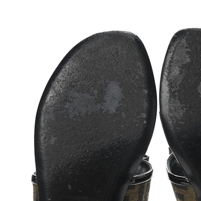 Fendi Patent Zucca Thong Sandals 36.5 Black 7 of 8