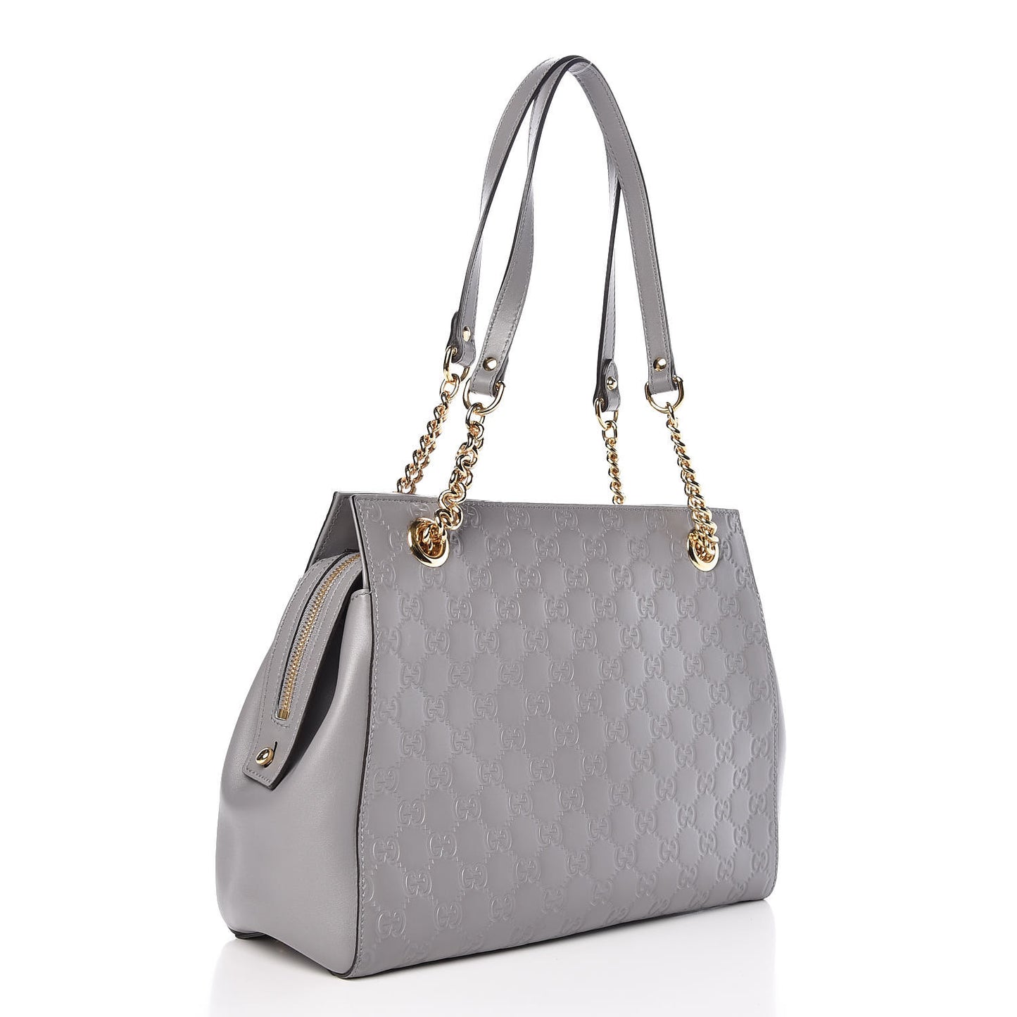 Soft Guccissima Signature Medium Shoulder Tote Bag Deep Grey