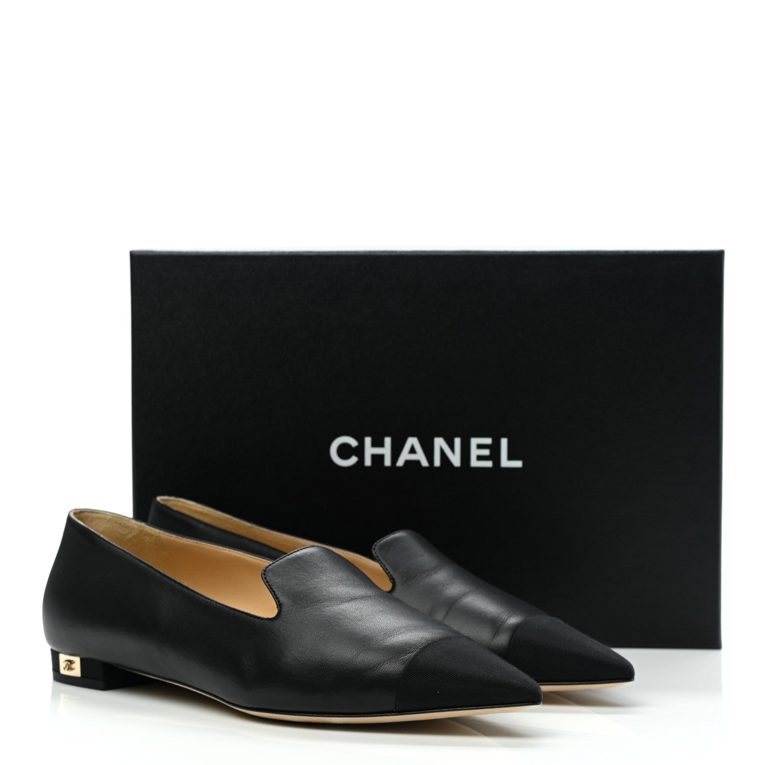 Chanel Lambskin Grosgrain Cap Toe Ballerina Flats 39.5 Black 10 of 10