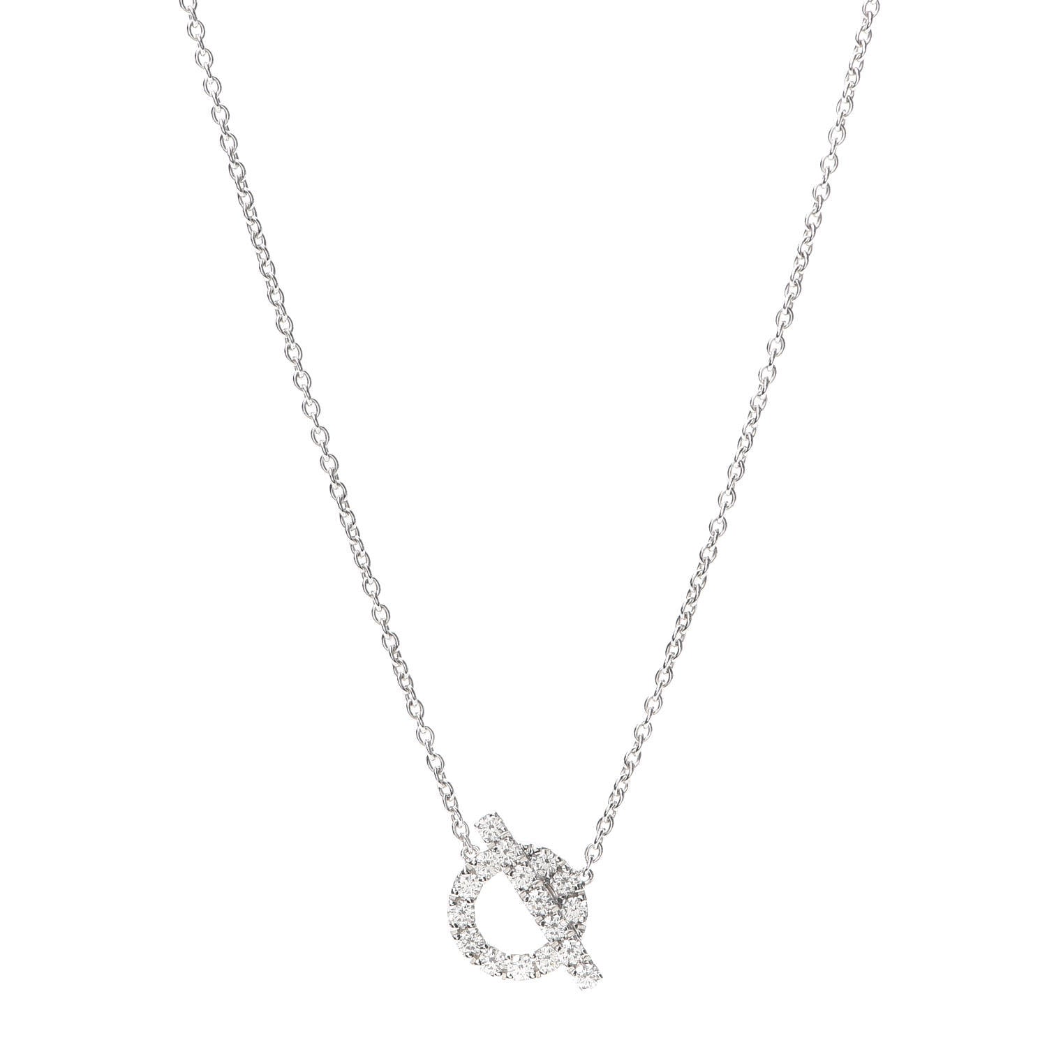 Hermes 18K White Gold Diamond Finesse Pendant Necklace 1 of 6