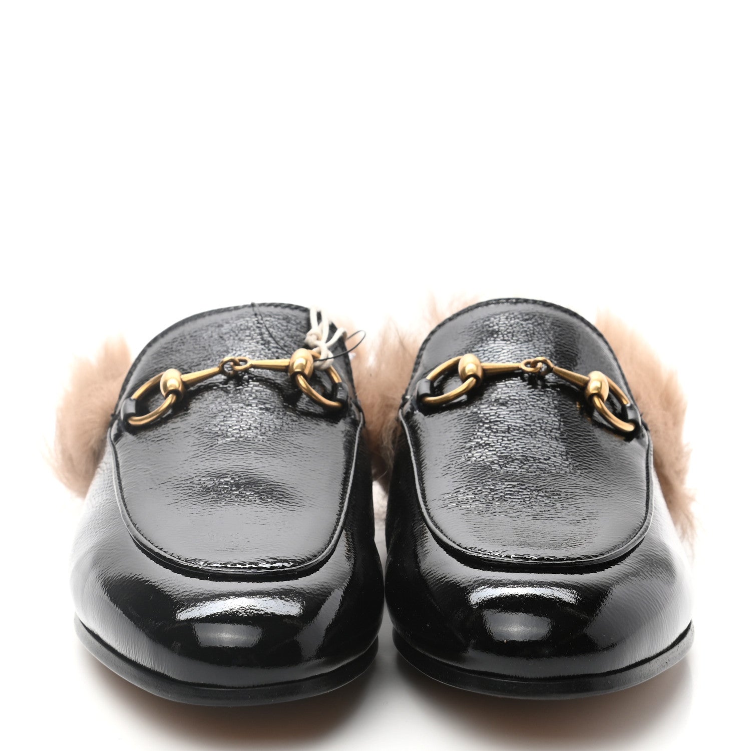 Gucci Patent Fur Womens Princetown Slippers 35 Black Natural 2 of 7