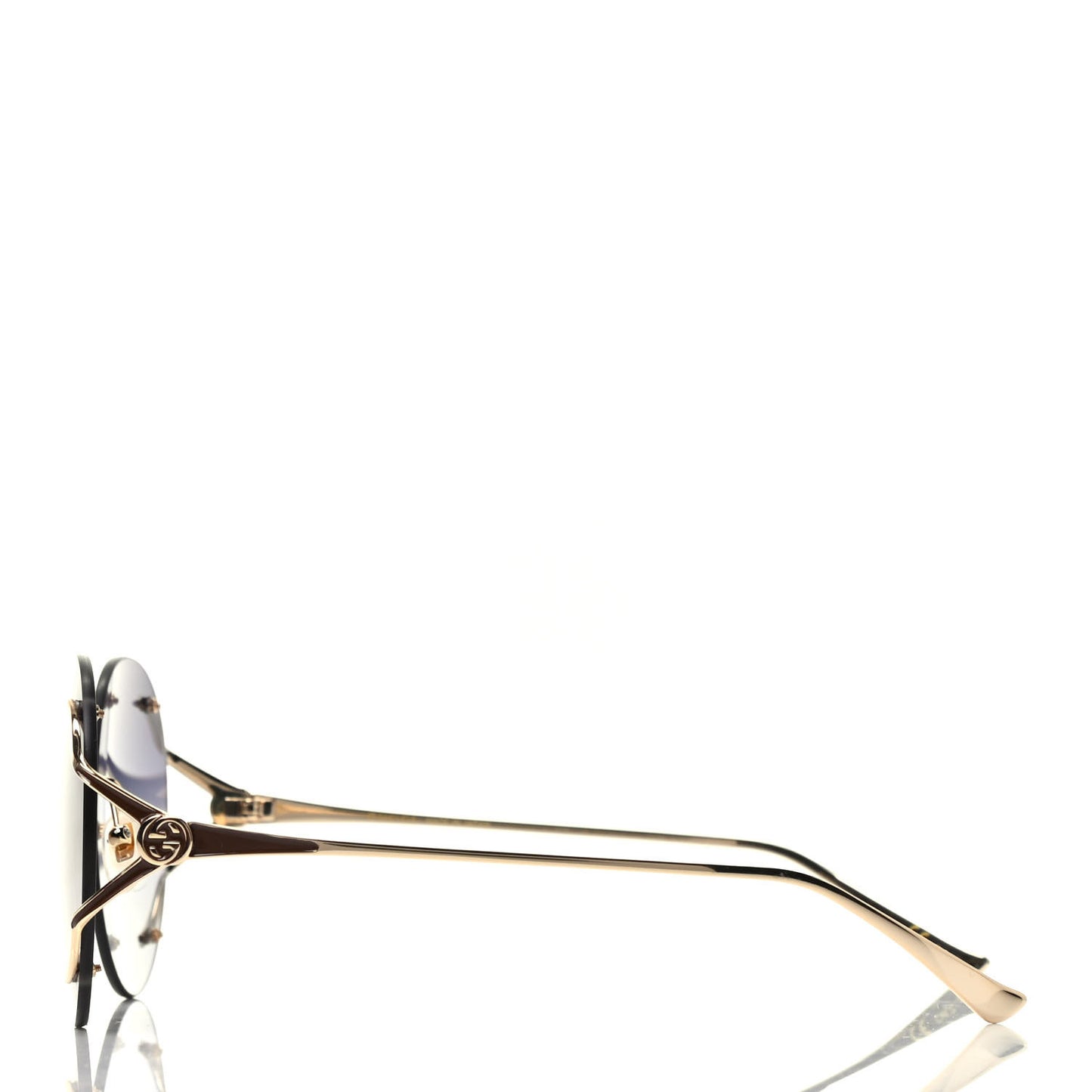 Metal Oversized Round Frame Sunglasses GG0645S Gold Grey