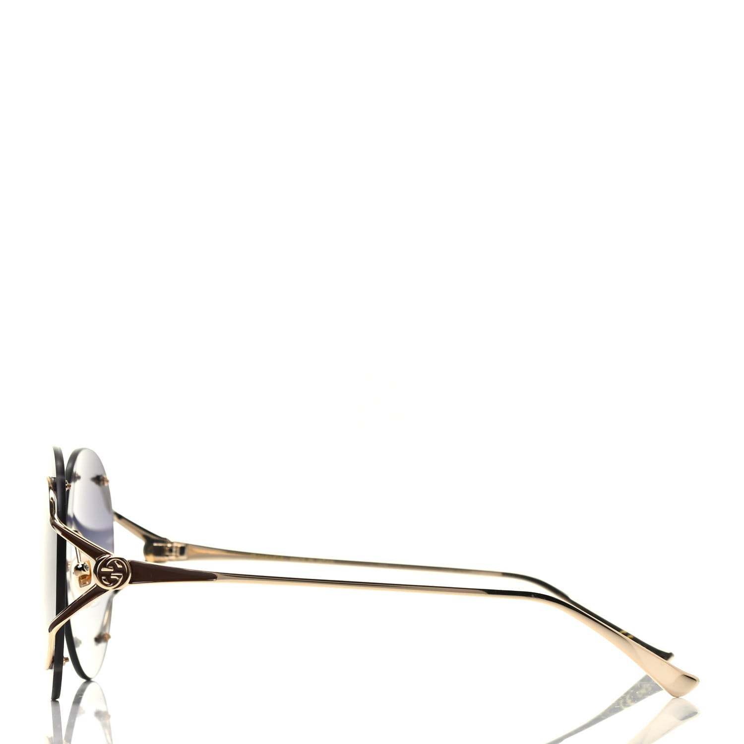 Gucci Metal Oversized Round Frame Sunglasses GG0645S Gold Grey 3 of 7