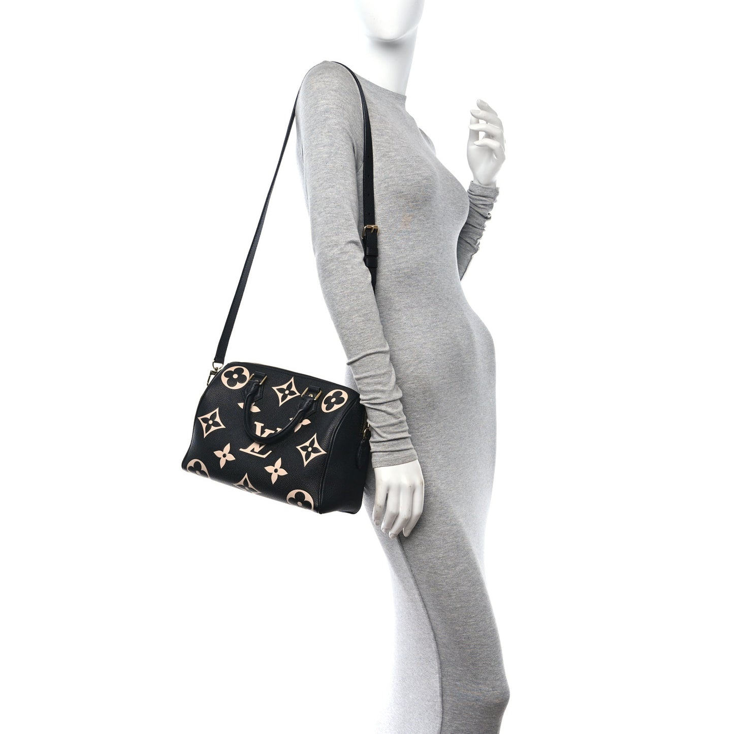 Empreinte Monogram Giant Speedy Bandouliere 25 Black Beige
