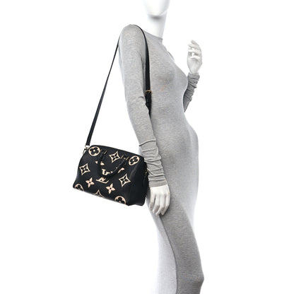 Louis Vuitton Empreinte Monogram Giant Speedy Bandouliere 25 Black Beige 2 of 9