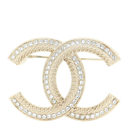 Chanel Crystal Chain CC Brooch Light Gold 1 of 6