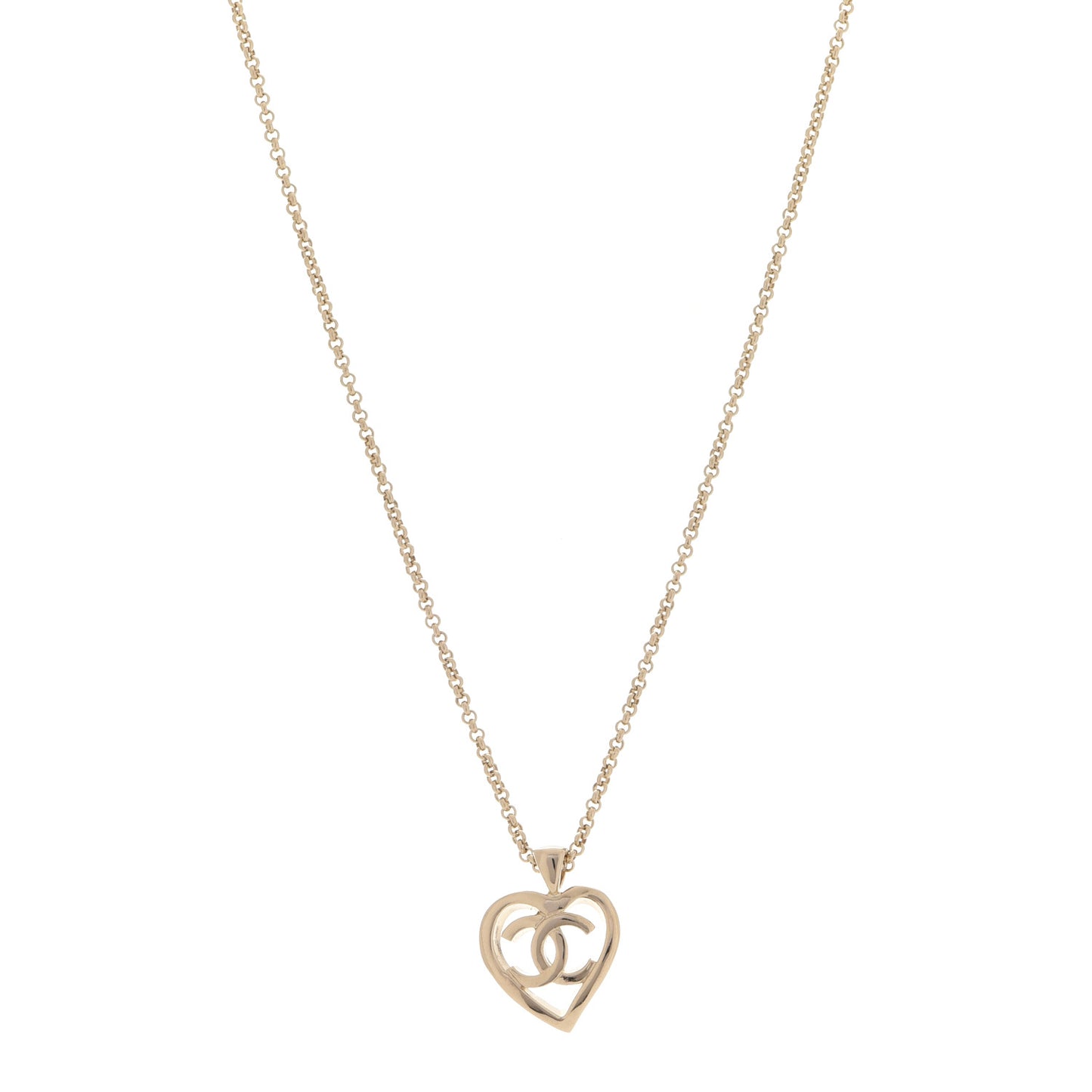 CC Heart Chain Pendant Necklace Gold