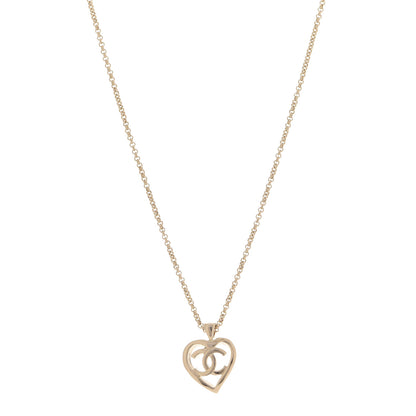 Chanel CC Heart Chain Pendant Necklace Gold 1 of 6