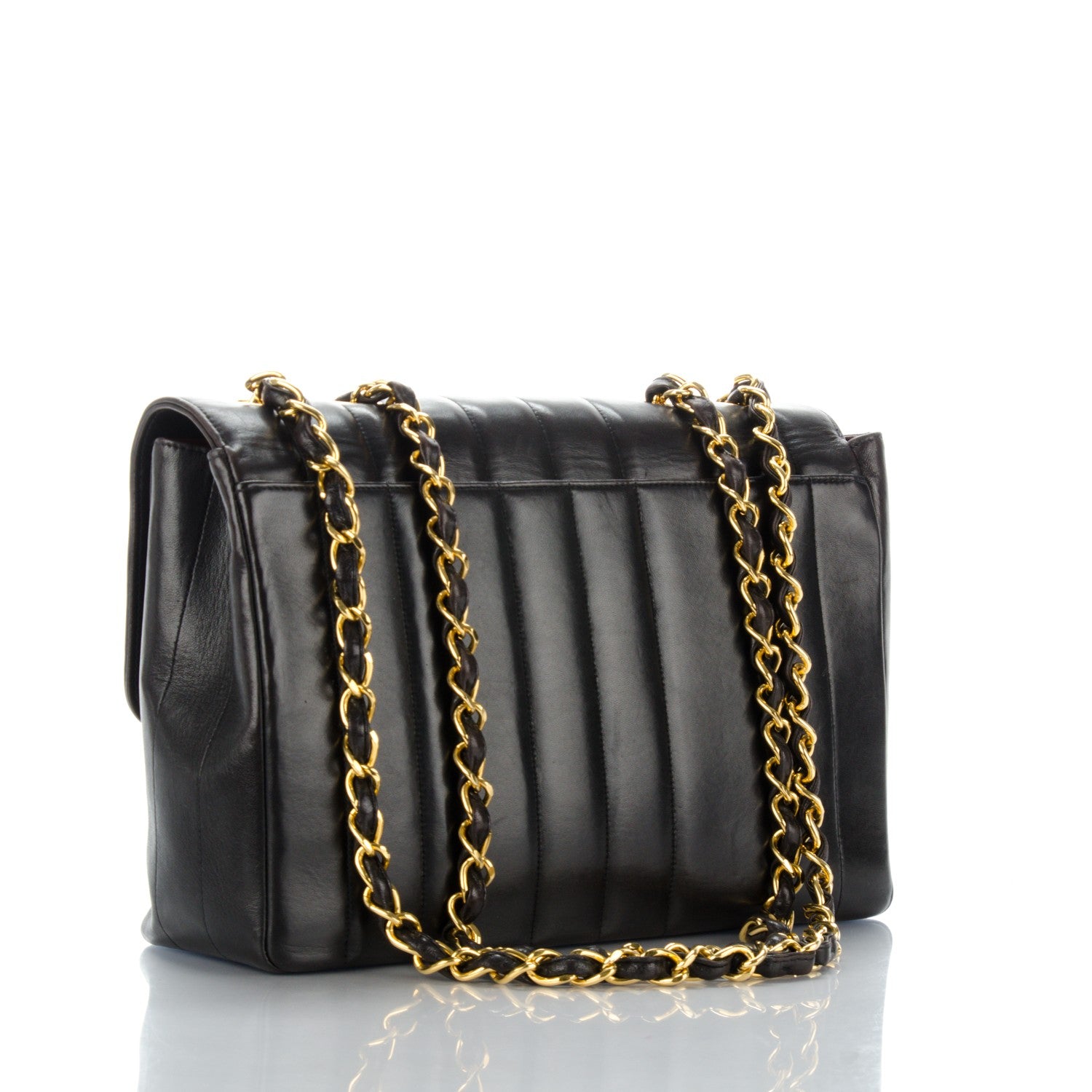 Chanel Lambskin Vertical Quilt Jumbo Flap Black 3 of 7