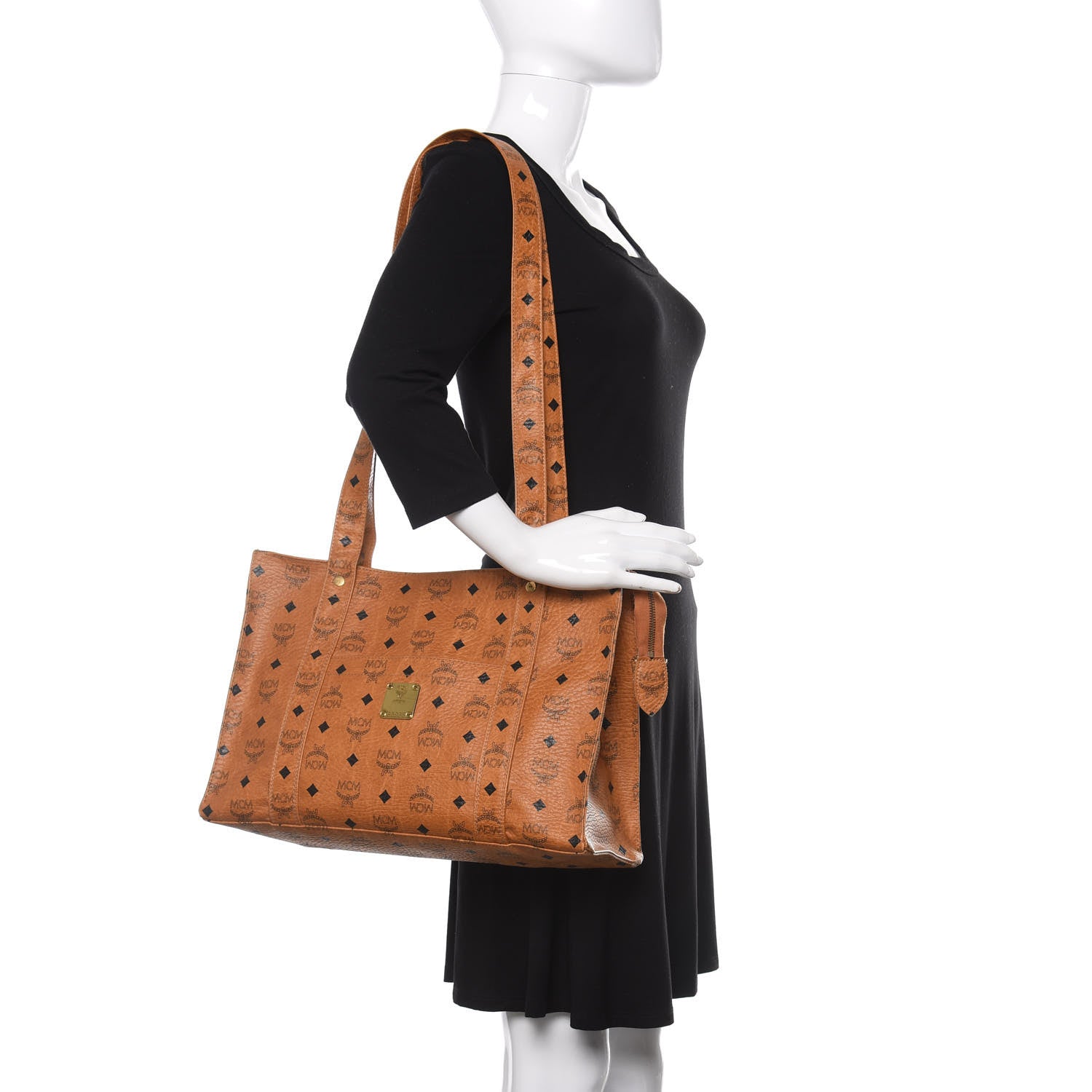MCM Visetos Shopper Tote Cognac 2 of 11