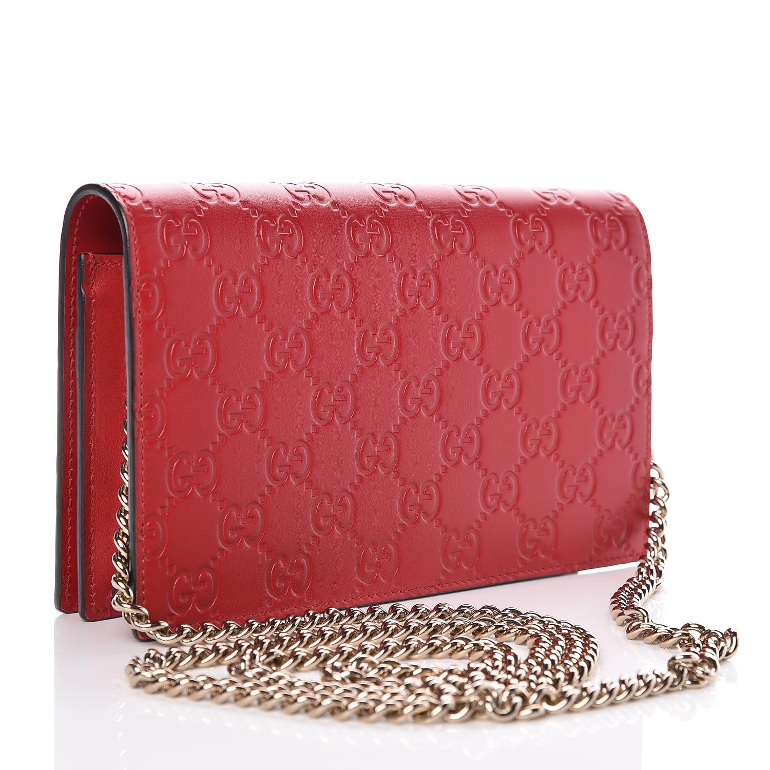 Gucci Guccissima Signature Bowy Chain Wallet Hibiscus Red 3 of 10