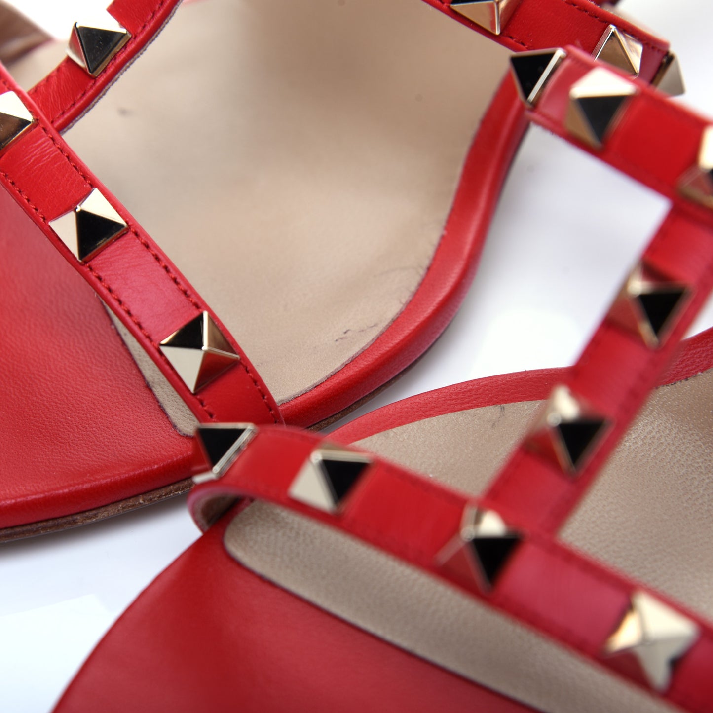 Calfskin Rockstud 60mm Caged Slide Sandals 41 Rosso Valentino