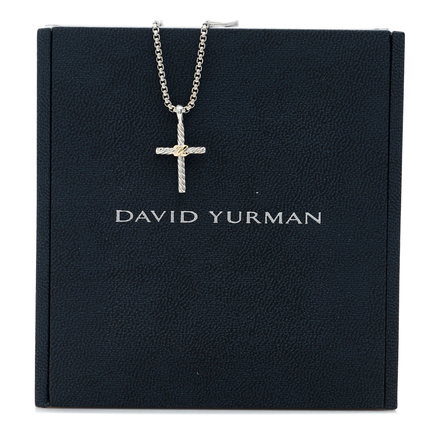 David Yurman Sterling Silver 14K Yellow Gold Petite X Cross Pendant Necklace 6 of 6