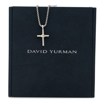 David Yurman Sterling Silver 14K Yellow Gold Petite X Cross Pendant Necklace 6 of 6