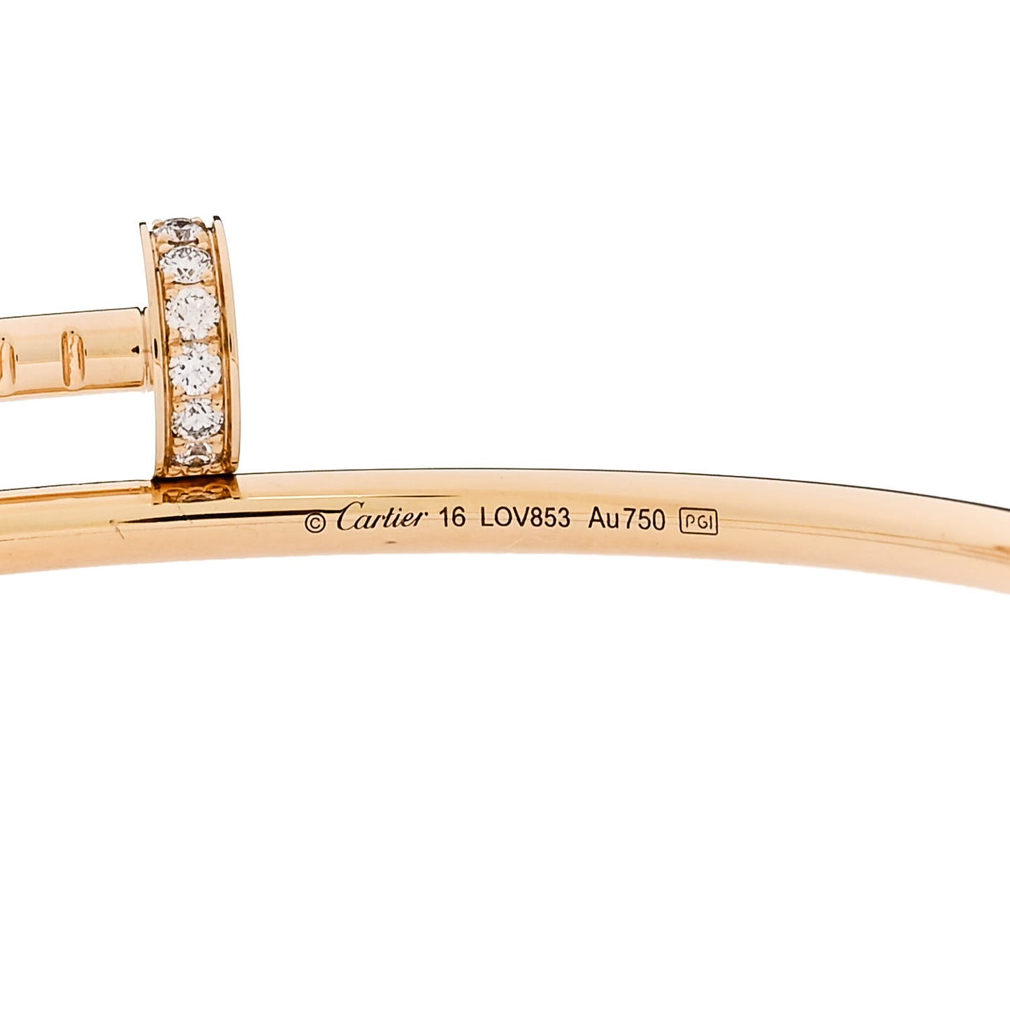 18K Yellow Gold Diamond Small Juste Un Clou Bracelet 16