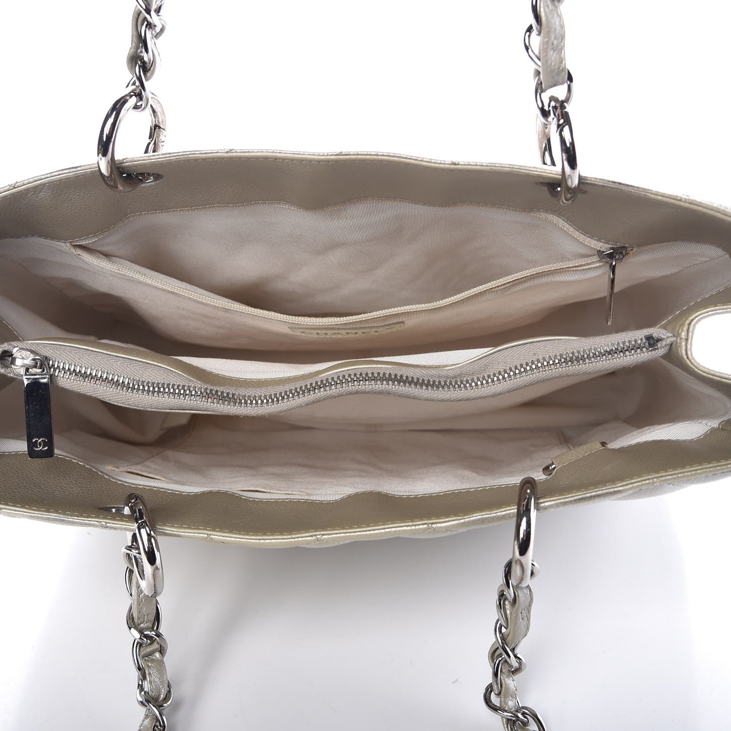 Caviar Quilted Grand Shopping Tote GST Pearl