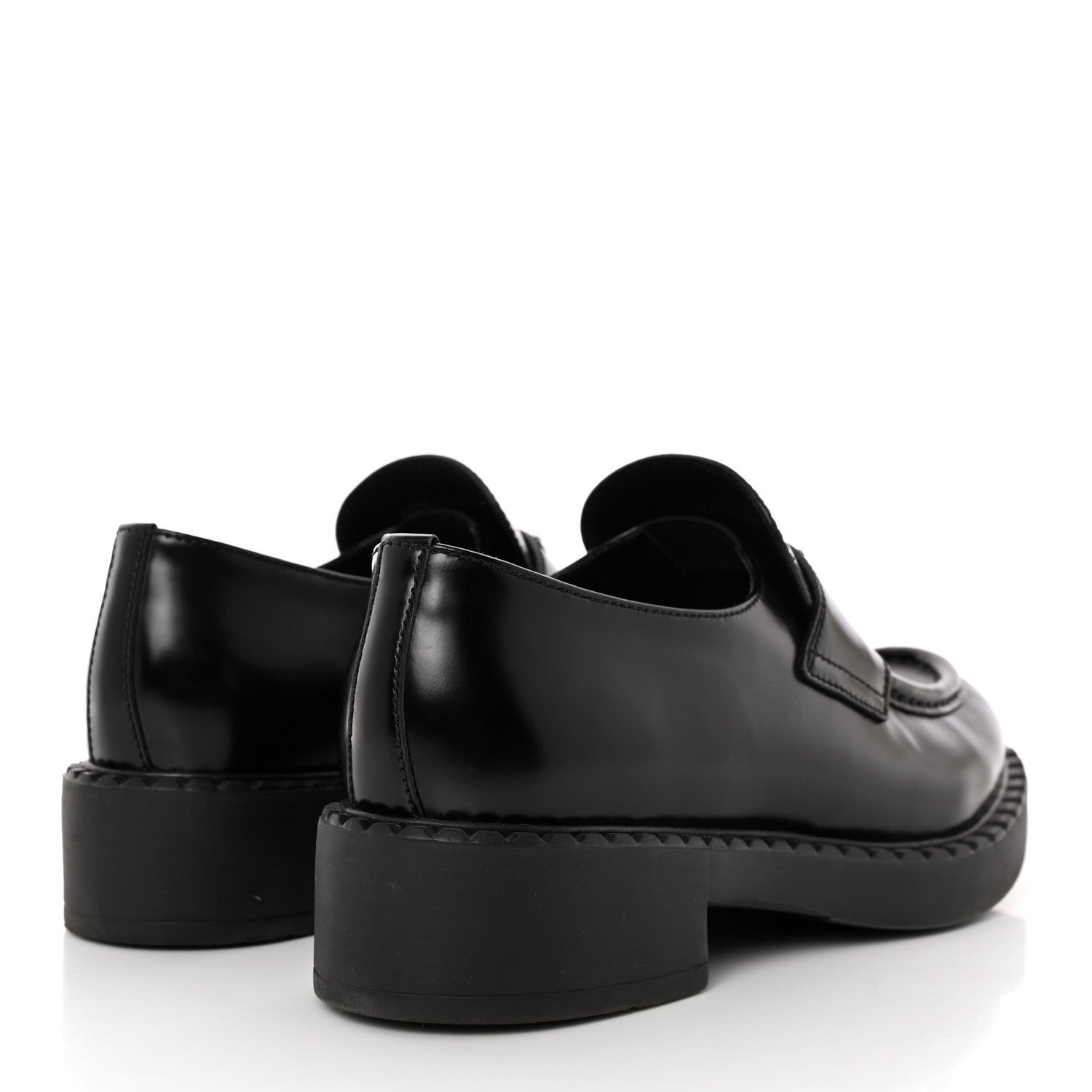 Prada Spazzolato Metal Triangle Logo 50mm Loafers 39 Black 4 of 13