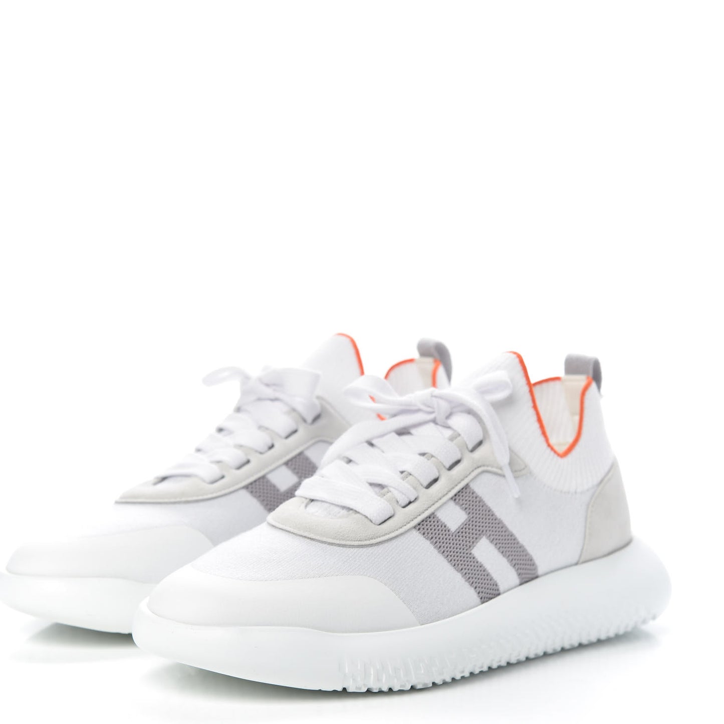 Knit Suede Goatskin Womens Crew Sneakers 40 White Gris