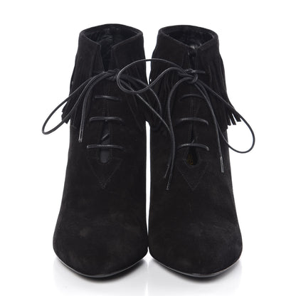 Saint Laurent Suede Fringe Babies Ankle Boots 39 Black 2 of 9