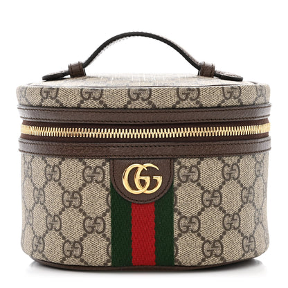 Gucci GG Supreme Monogram Textured Calfskin Web Ophidia Vanity Cosmetic Case Beige Ebony New Acero 1 of 11