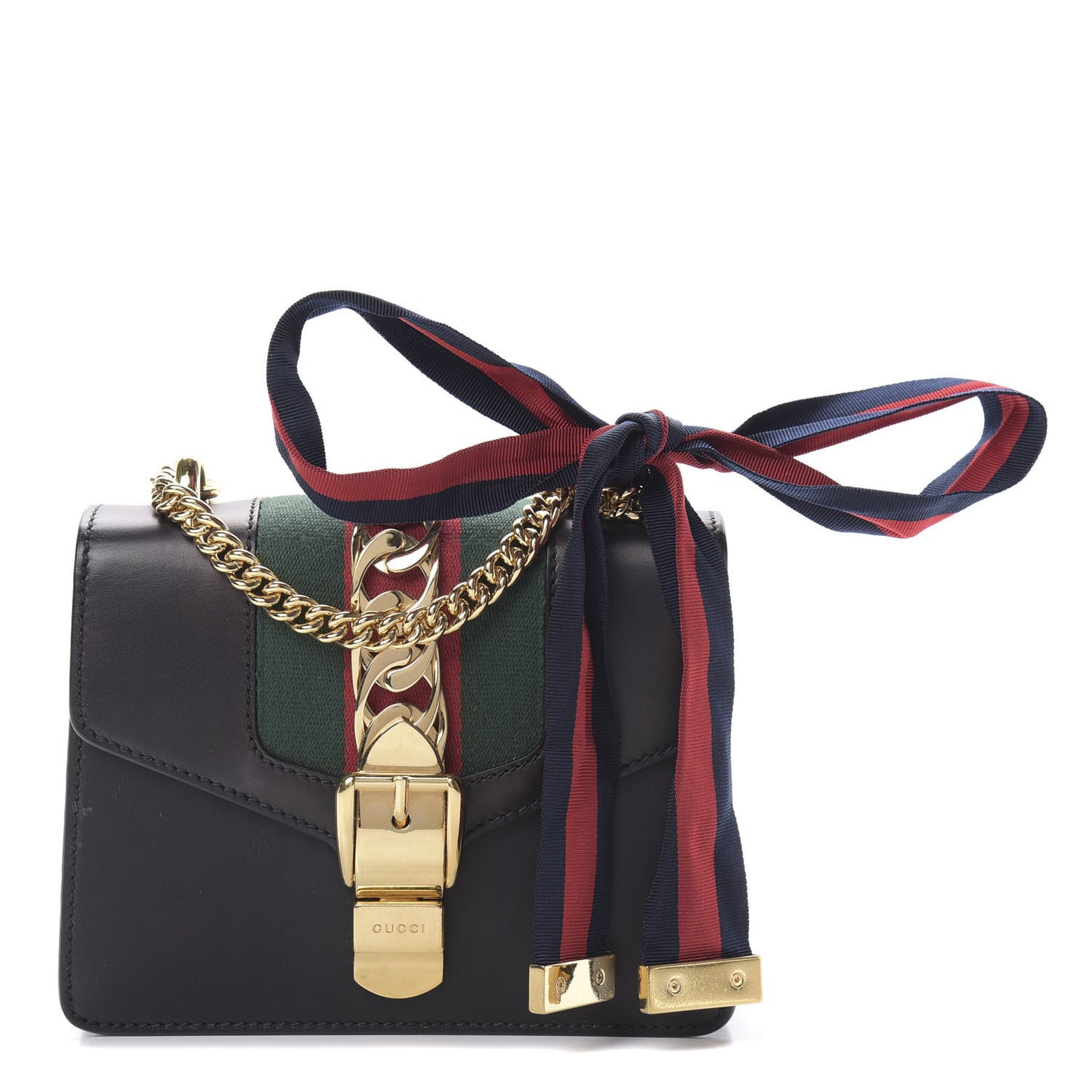Calfskin Mini Sylvie Chain Shoulder Bag Black