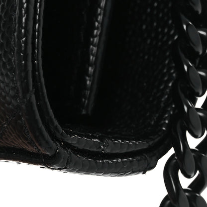 Saint Laurent Grain De Poudre Matelasse Chevron Monogram Monochrome Chain Wallet Black 13 of 13