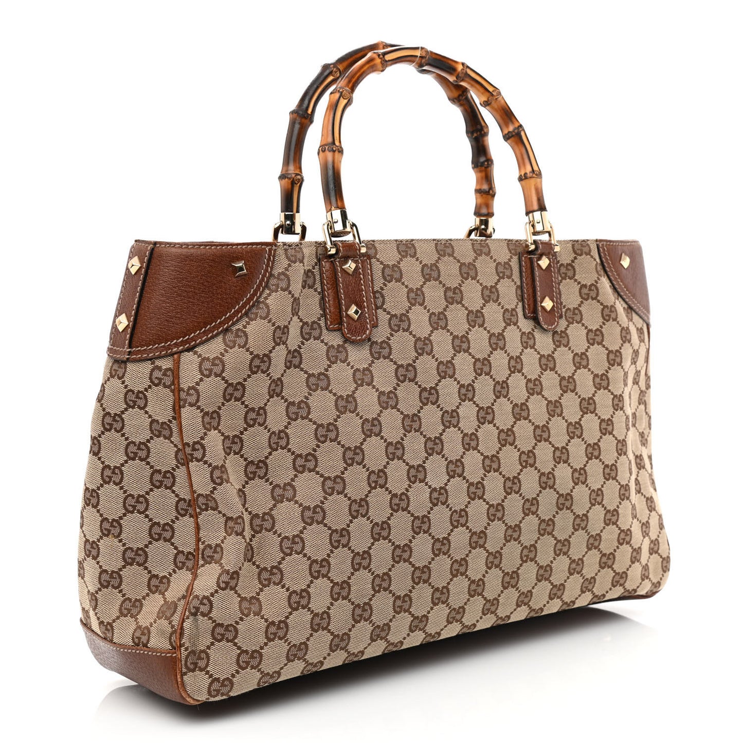 Monogram Canvas Bamboo Top Handle Bag Brown