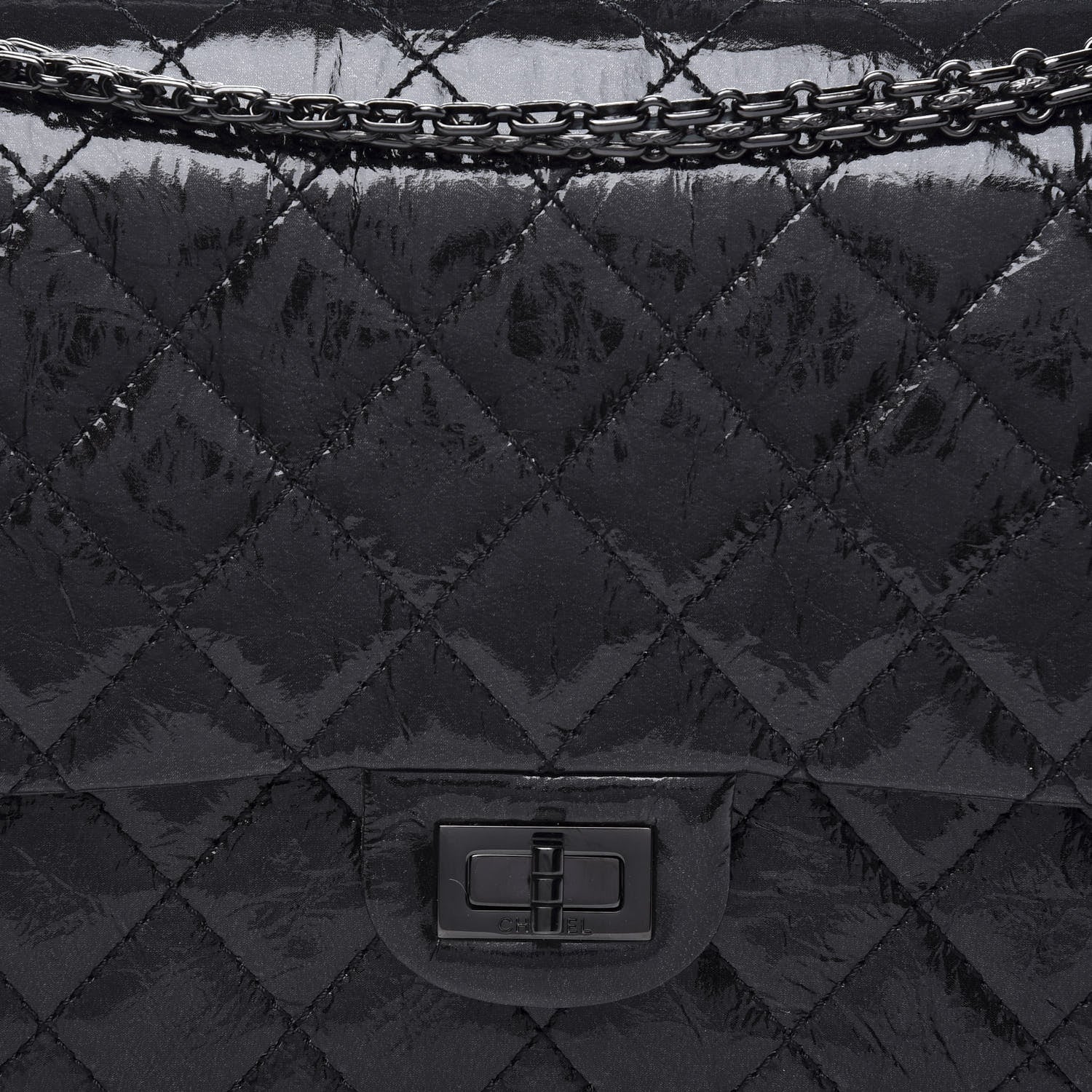 Chanel Distressed Patent Quilted 2.55 Reissue 226 Flap So Black 12 of 13