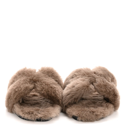 Hermes Woolskin Oran Sandals 38 Etoupe 3 of 8