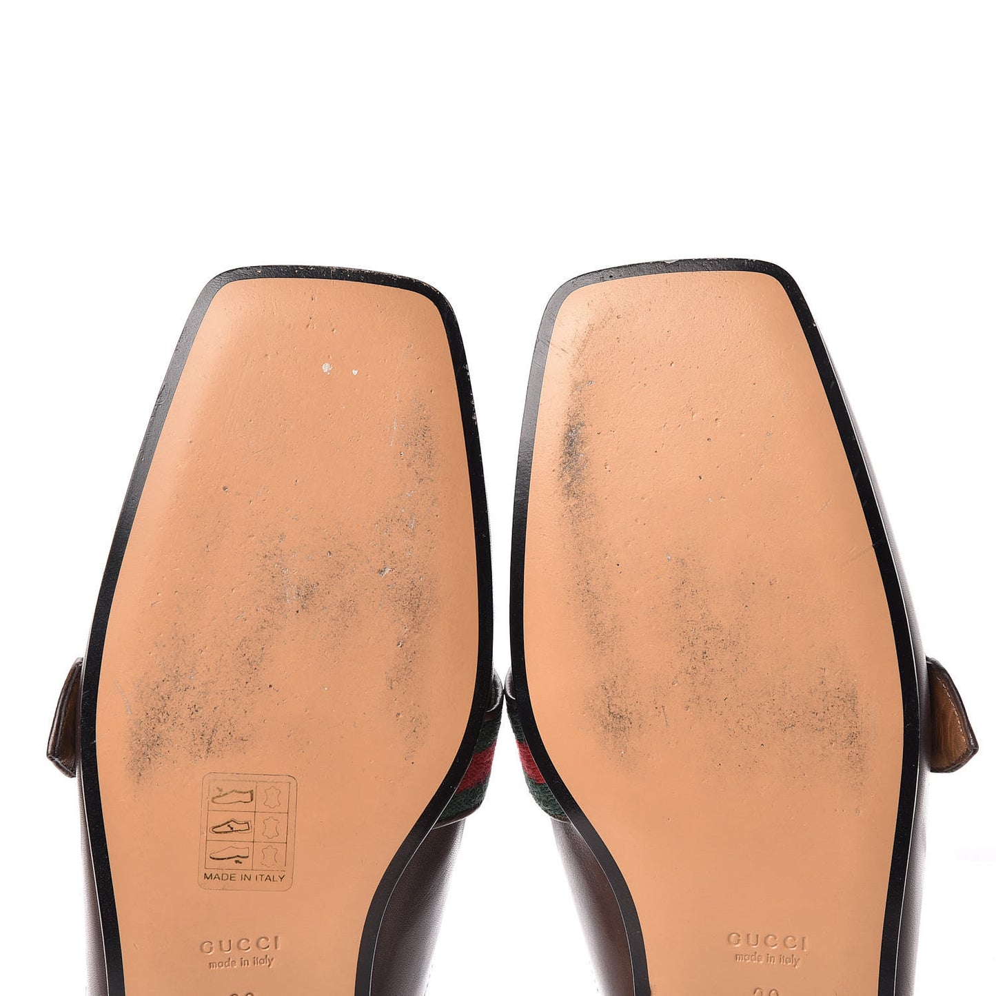Calfskin Web Womens Peyton GG Slippers 39 Dark Brown