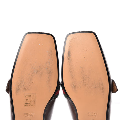 Gucci Calfskin Web Womens Peyton GG Slippers 39 Dark Brown 10 of 14