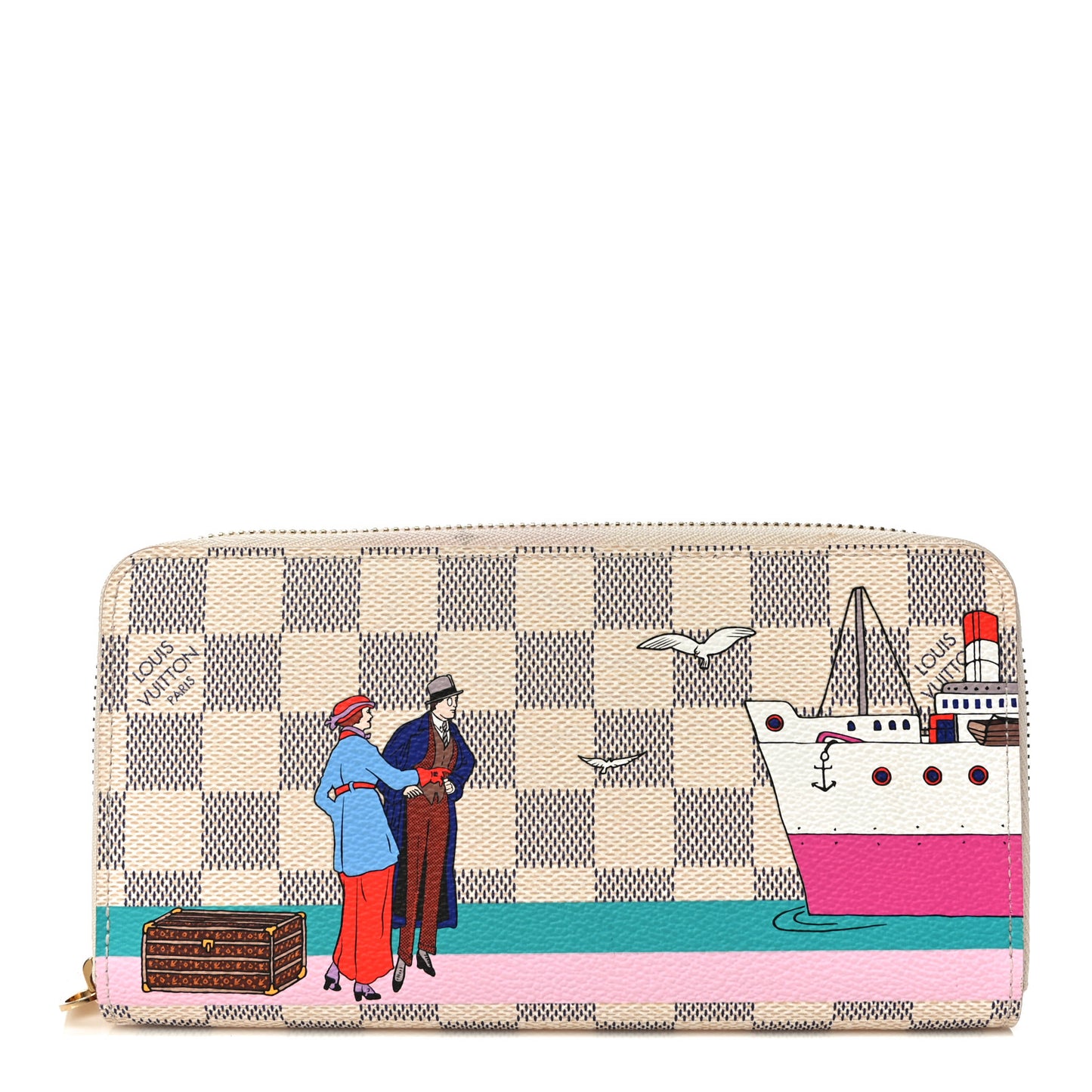Damier Azur 2016 Christmas Animation Zippy Wallet Rose Ballerine