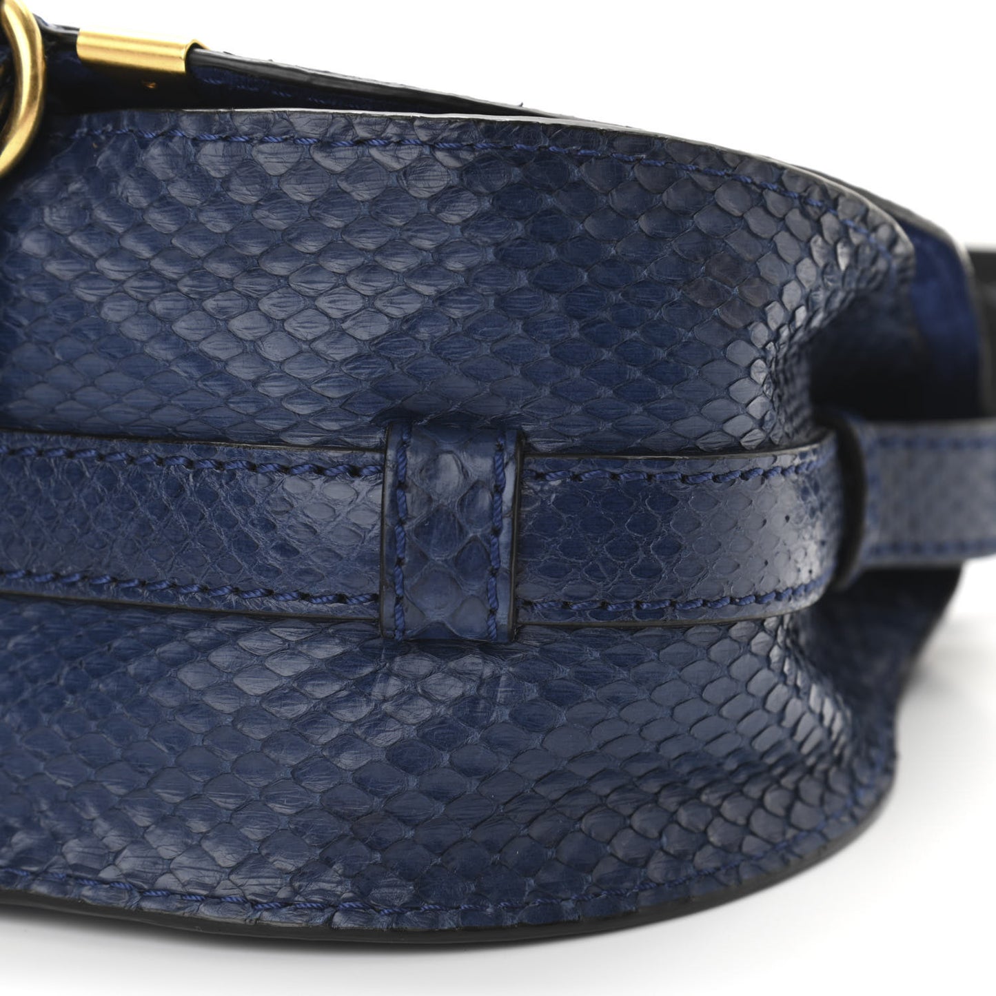 Python Mini Marcie Round Crossbody Bag Blue Velvet