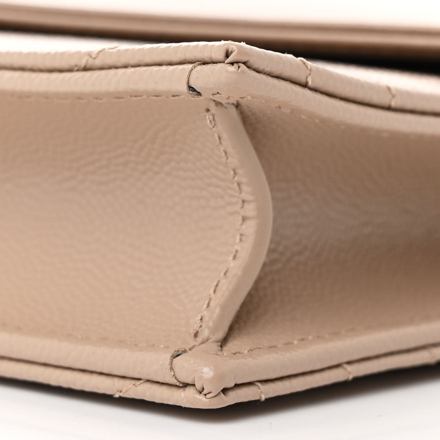 Grain De Poudre Matelasse Chevron Monogram Envelope Chain Wallet Dark Beige